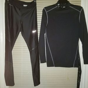 coldgear long sleeve/Nike running Dri-Fit pants